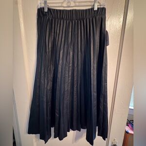 Time and Tru: Black Pleated Midi Skirt